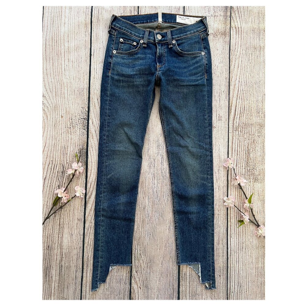 A1 -- RAG & BONE blue cut off women's stretch ankle skinny denim jeans size 24